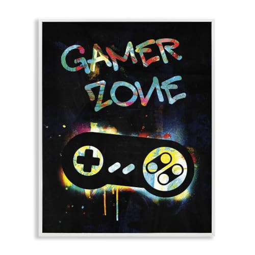 Gamer Zone Neon Controller, 11 x 14 Inch Framed Giclée Print