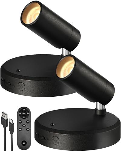 EZVALO Spotlights Indoor with Remote, 5500mAh Rechargeable Picture Lights, Wireless LED Uplighting...
