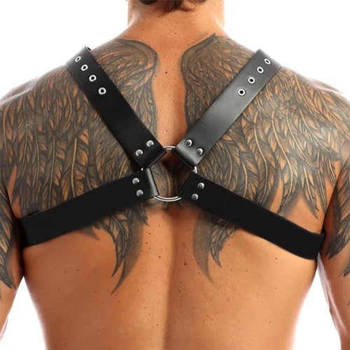 Mens Harness Belt Costume PU Leather Body Chest for Men, Sexy Punk Body Harness Belt, Adjustable Buckle Clothes Outfits, Nightclub Cosplay Clubwear3