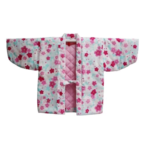 Girls Hanten Jacket Winter Soft Warm Cotton Cute Floral Print Kids Japanese Kimono Style Outer Coat