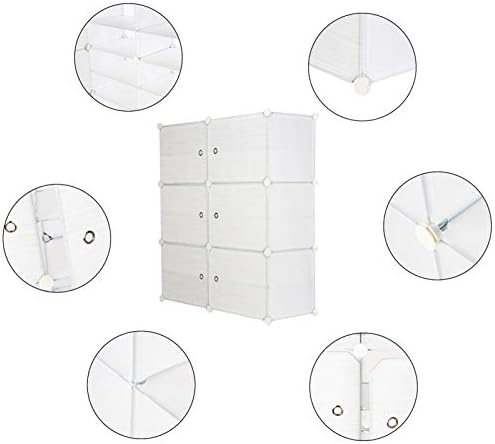 Youyijia 2 x 6 Tier Shoe Storage Portable Shoe Rack Organiser 90 x 80 x 30 cm Plastic Shoe Cabinet DIY Adjustable Shelving Stackable Storage Shelf Unit with Door for 24 Pair Shoes Toys Clothing White