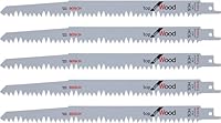 Bosch Accessories Bosch Professional 5x Säbelsägeblatt S 1531 L (für Brennholz, Grünholz, Weichholz, 240mm, HCS, S-Schaft, Zubehör für Säbelsägen)