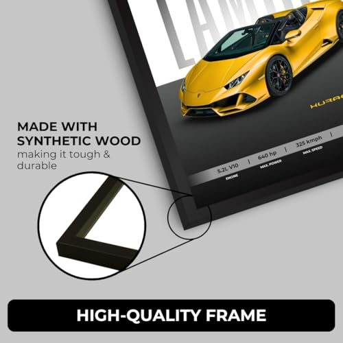 Image of Lamborghini Huracan Poster | Framed Poster of Lamborghini A4 Sized (31 x 23 cm) | Car Posters for Wall, Gift for Boys, Supercar Frame | Supercar Frames | Car Posters for Wall, Bedroom, Hostel, Study Room (F 033)