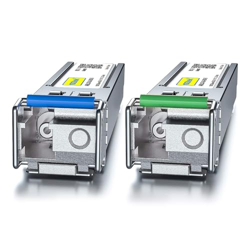 Image of 10Gtek a Pair of 1.25G SFP Bidi Transceiver, 1000Base-BIDI SingleMode Simplex LC Fiber Module for Cisco GLC-BX-20D /GLC-BX-20U, Ubiquiti UniFi UF-SM-1G-S and More, SMF 1550nm /1310nm, DDM, up to 20 km