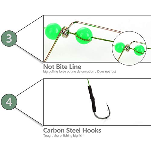 Grupo de pesca com cordas, 1 conjunto de cordas de pesca com três ganchos, construção forte, corda d