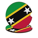 Posavasos para Coche con la Bandera de San Cristóbal y Nieves, 2,6 Pulgadas, de Madera, con Base de Corcho (2 Unidades)