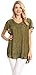 Sakkas 15776 - Charolette Embroidery and Seqiun Accents Blouse - Army Green - OS