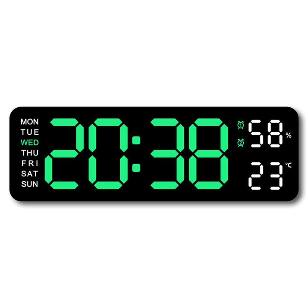 LED Digital Wall Clock - 13" Large Display with Remote Control, Countdown Dimmer, DST, Date, Week, Temperature