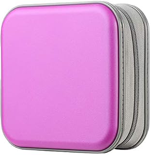 alavisxf xx CD Case, 48 Capacity Hard Plastic Portable Travel DVD Case Protective Zipper CD Case Holder Car Storage Wallet Bag (48 Capacity, Purple)