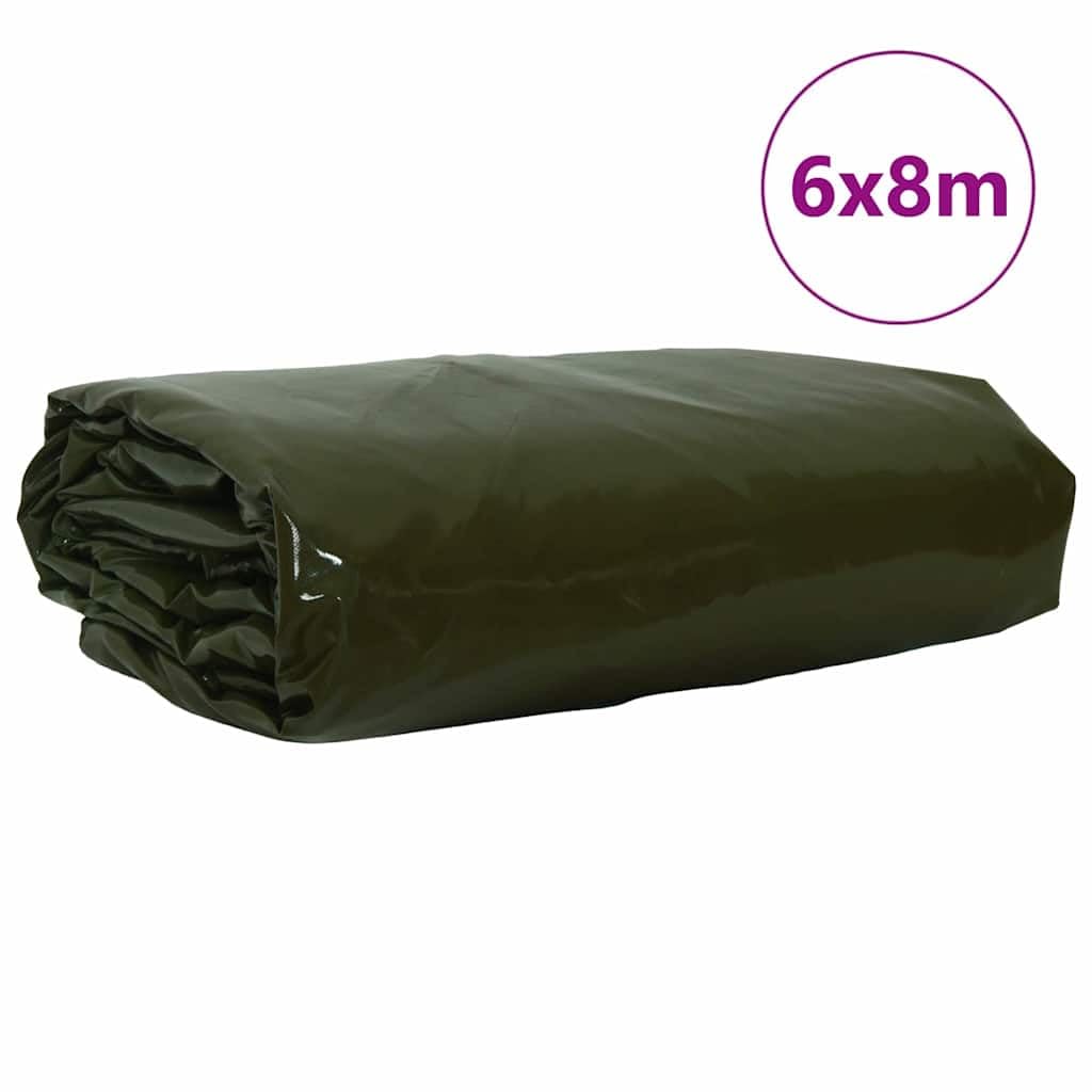 Telone di copertura, 6 x 8 m, rivestito in PVC, colore verde oliva