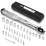 ROMON 1/4 Zoll Drehmomentschlüssel, 35-teiliges Drehmomentschlüssel Set 3.95-22.5N.m/33-200ft.lb, 72 Zähne, ±4% Hochpräziser Drehmomentschlüssel für Fahrrad,