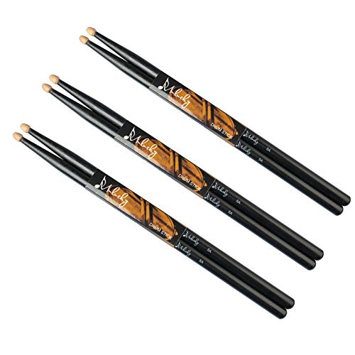 Mulucky 5A Drum Sticks Classic Maple Wood Drumsticks With Carrying Bag - 3 Pair Black - Thumbnail 2