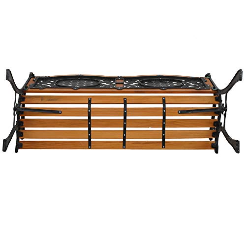 Garden Bench,Outdoor Bench Patio Bench for Metal Bench Park with Armrests Sturdy Hardwood Cast Iron for Yard (49\" Cast Iron Frame)