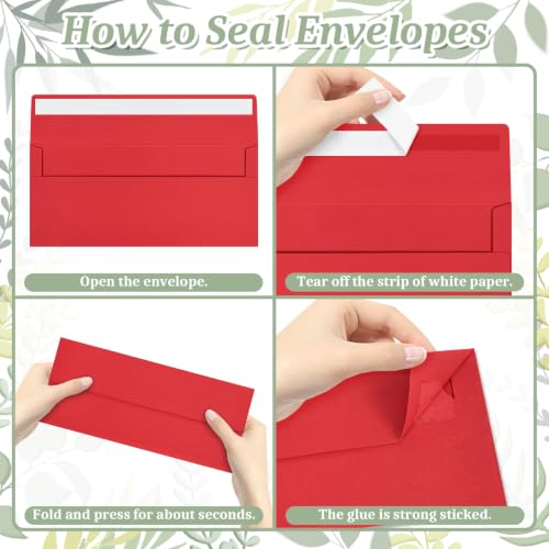 Image of Mulbozy 50Pcs #10 Red Green Envelopes Letter Size Windowless for Christmas
