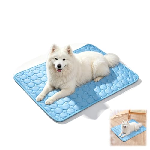 zoocco Dog Cooling Mat for Dogs & Cats, Self Cooling Pet Mat, Foldable Cooling Pad for Summer, Soft Breathable Crate Bed Mat for Indoor Outdoor, Sofa, Floor & Travel (Blue,X-Large)