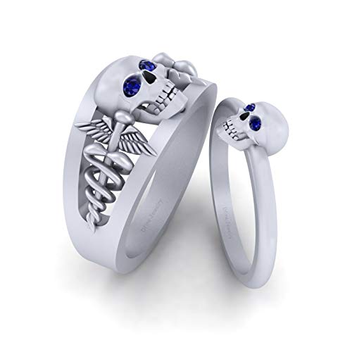 Bague tête de mort en argent sterling 925 massif style Doctor