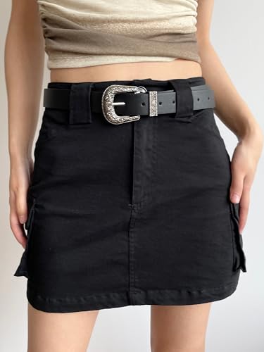 Western Belt for Women Cowboy Cowgirl Clothes Accessories Y2k Punk Grunge Vintage Engraved Buckle PU Leather Belt3