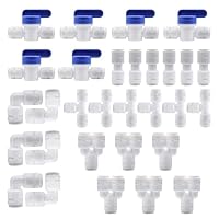 HAXIHA Wasserzulaufleitung Universal Anschluss-Set,30 Stück RO Wasserfilter Fitting 1/4(6mm) Pushfit gerade Stecker für ühlschrankschlauch, Wasserschlauch (Y + T + I + L Typ Combo+Absperrventil)