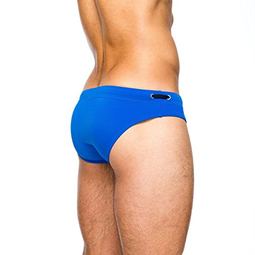 Men's Sport Swimming Briefs Man Swimwear Low-Rise Push-up Sponge pad Swim Shorts (US M/Asia Tag L, Blue)3