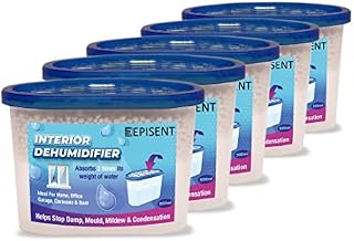 EPISENT Interior Dehumidifier - Fast Acting Natural Hydrophilic Crystals - Helps Prevent Damp Mildew Mould Condensation - Moisture Remover - Ideal for Home, Office, Vehicles, & Small Spaces