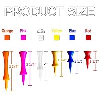LOVMEAD Golf Tees Kunststoff Driver 32 39 45 51 58 70 mm Set Wert 50 Stück, Golftee Lang Plastik Bunt, Premium Langlebig Abstufung Castle Tee 1-1/2" 1-3/4" 2" 2-1/4" 2-3/4" (Gemischte Farben) – Ansicht 2