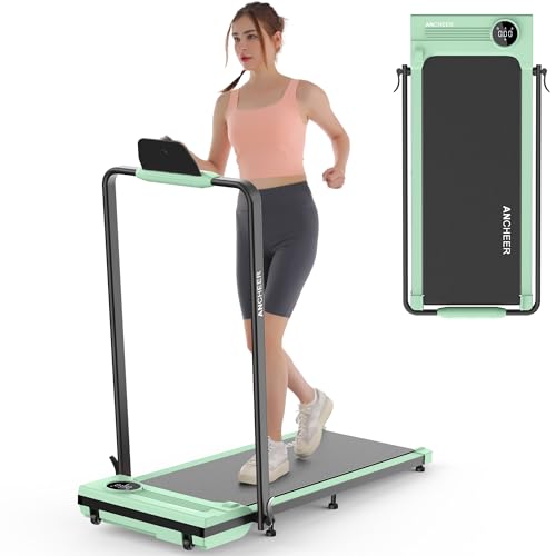 ANCHEER Treadmills with Incline, 7.5MPH Under Desk Treadmill/2s Folding/Max 350 lb Capacity-Walking Pad/Compact Electric Treadmill for Home/Gym/Office with LED Touch Screen/Remote Watch