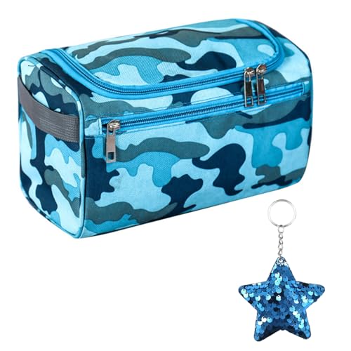 1 Trousse De Toilette Camouflage, 1 Pendentif Étoile À Paillettes, Trousse De Toilette De Voyage,...