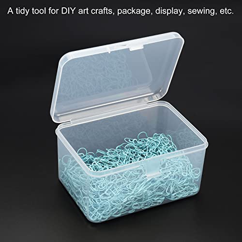 Image of PATIKIL Clear Storage Container with Hinged Lid 120x85x65mm, 4 Pack Plastic Rectangular Box for Beads Art Craft