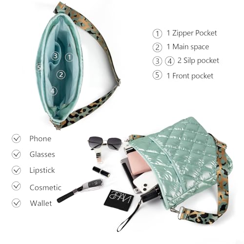 Lychii Gesteppte Tote Tasche, Umhängetasche Schultertasche Handtasche, Puffer Tote Bag - Daunen-Baumwolle(30 * 6 * 30cm), Grün