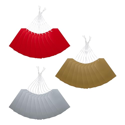 Hallmark Gift Tags Pack of 30 in 3 Festive Colours Red Silver Gold Christmas With Twine