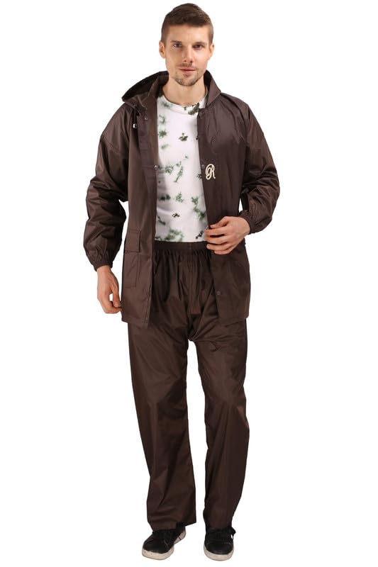 real Lancer Nylon Round Neck Rain Suit | Seam Sealed & Hooded | with Zipper and Snap Fasteners | Full Sleeve with Elastic Cuffs | Reflected Back Strip | Rain Suit for Men-picture-36