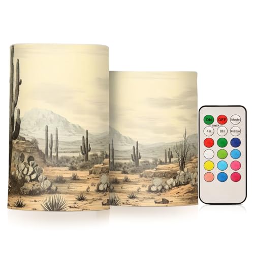 Image of Cactus Zone Flameless Candles, Flameless Candles with Remote Set of 2, Flameless Candles Battery Operated, Pillar Candles Home Decoration, Christmas, Party