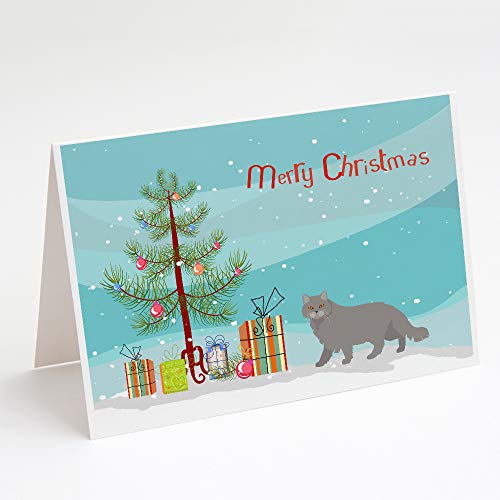 Caroline's Treasures CK4572GCA7P British Longhair Cat Merry Christmas Greeting Cards and Envelopes Pack of 8 Blank Cards with Envelopes Whimsical A7 Size 5x7 Blank Note Cards