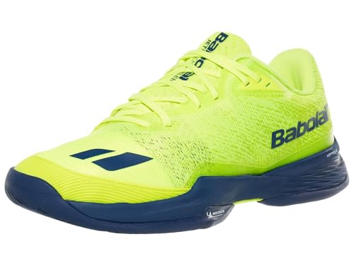 Babolat Men’s Jet Mach Pickleball Shoes, Fluo Yellow/Estate Blue (US Men's Size 12)