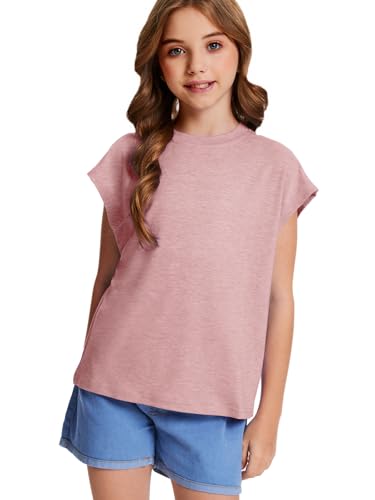 Girls Oversized T Shirts Kids Summer Tops Crewneck Cute Cap Sleeve Tee Trendy Athletic s Teen Shirts Clothes 20252