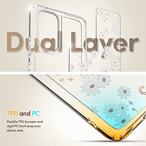 Image of Spigen Cyrill Cecile | Samsung Galaxy A53 5G Case | Transparent Flower Pattern Print Design Galaxy A53 5G Back Cover | TPU+Poly Carbonate - White Daisy