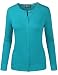 BILY Women's Round Neck Button Down Soft Classic Knit Cardigan Aqua Medium