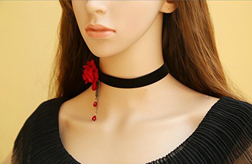 Collana girocollo da donna, con elegante rosa e
