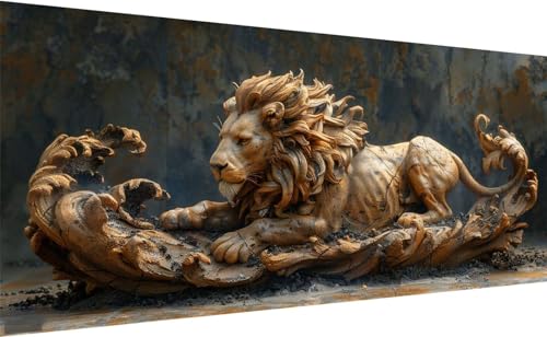Peinture Diamant 5D Complet lion 195x90cm, un artisanat strass haut de gamme pour votre maison