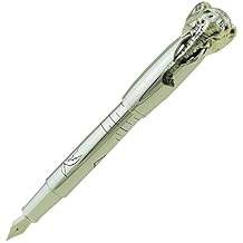 Lanxivi Silver Fountain Pen with Elephant Head on the Cap Vintage Style Pen for Writing,gift and collection Silver
