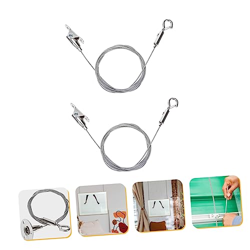 Image of DOITOOL 2Pcs Stainless Steel Wire Rope Hangers with Heavy Duty Hooks for Picture Sign and Chandelier Hanging Adjustable Self-Locking Wire Rope Hanger Kit for Wall Ceiling and Display Boards