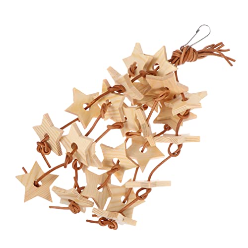 SUPVOX Bird Chewing Toy Wooden Parrot Toy Star Shape Teeth Grinding Bird Cage Accessory