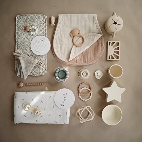 Frigg Daisy Night Natural Rubber Baby Pacifier | Made In Denmark | Bpa-Free (French Gray/Croissant, 0-6 Months) 2-Pack #TOP5