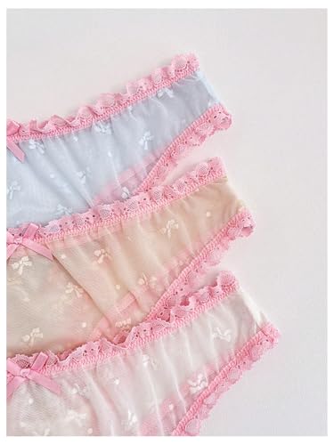 Image of GORGLITTER Women's 5pack Cute Panties Floral Print Low Rise Frilly Panties Coquette Underwear Set