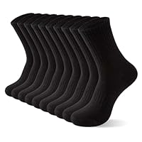 Irisbear Mens Cotton Crew Socks Athletic Workout Long Boot Socks Size 9-11 Black