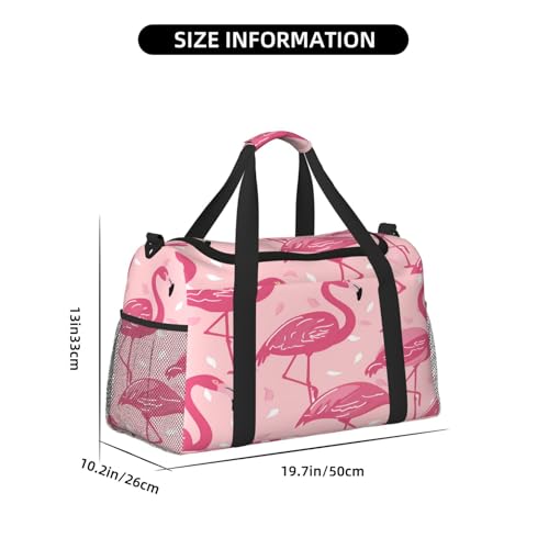 Tropical Pink Animal Bird Duffle Bag Travel Duffel Bags for Men Women Waterproof Gym Overnight Weekender Bag Carry on Tote Bag3