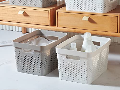 Hanamya Lidded Storage Bin Organizer | Storage Organizing Container, 16 Liter, Set Of 4, White #TOP9