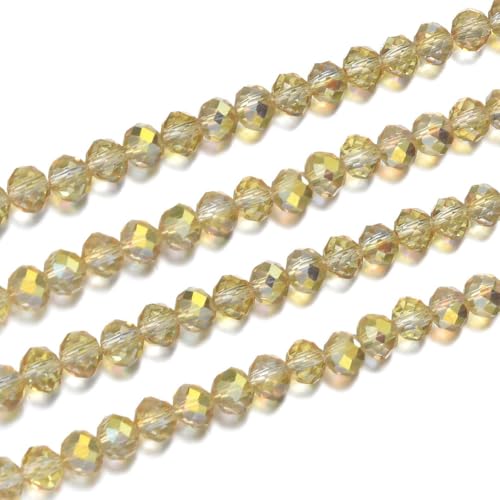 Image of 1000pcs Czech Faceted Rondelle Crystal Glass Beads 6mm Bulk Gold Shimmer