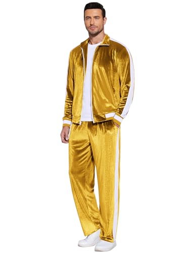 COOFANDY Mens Tracksuit 2 Piece Set Velour Sweatsuit Jogging Suits Full Zip Jacket Pants Outfits3