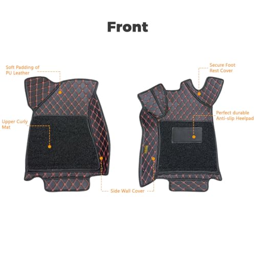 Image of Premium 7D Car Floor Mat for Mahindra XEV 9S | Black Red with Black